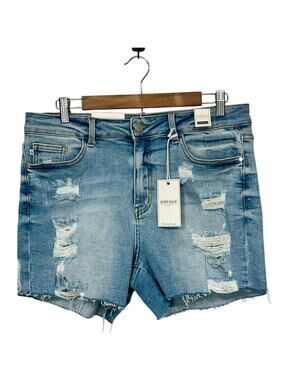 Judy Blue High Waisted Frayed Hem Jean Shorts XL NWT Stretch Destroyed Cut Off